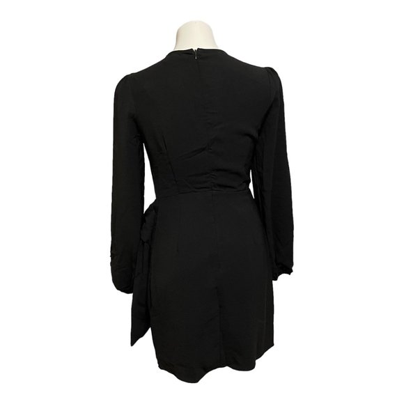 Lulu's Small Believe It Or Not Small Black Long Sleeve Tie Front Skater Dress … - Picture 6 of 9